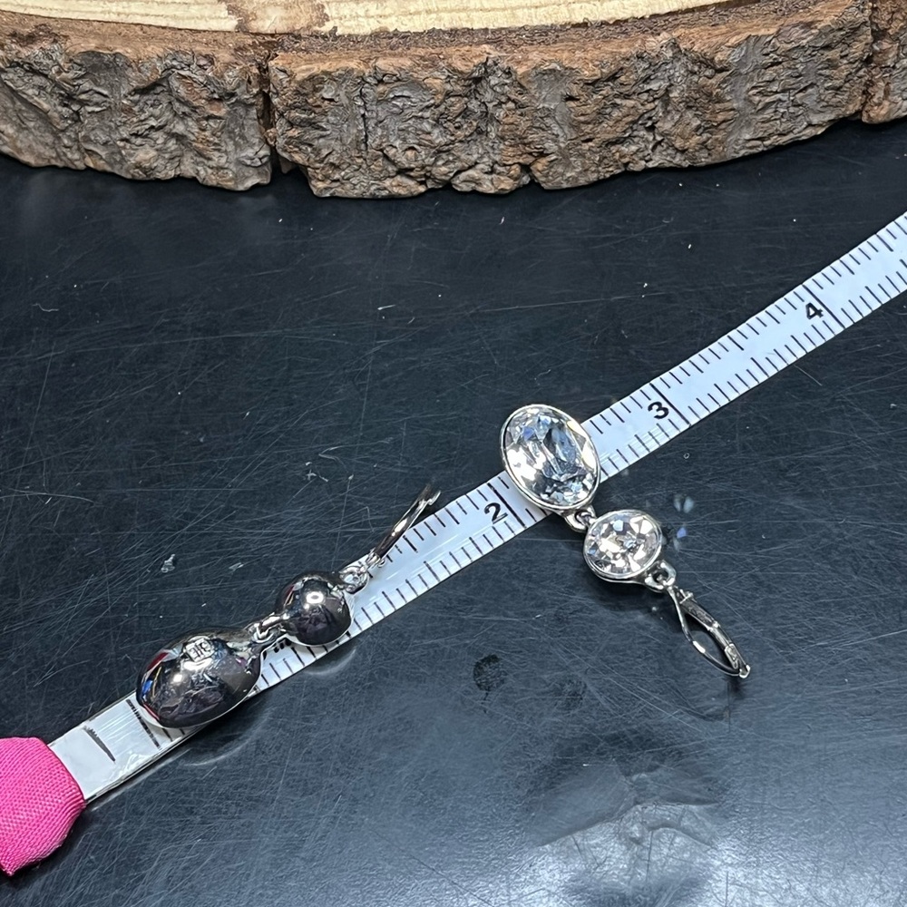 Givenchy Silver Rhinestone Drop Dangle Earrings - image 6